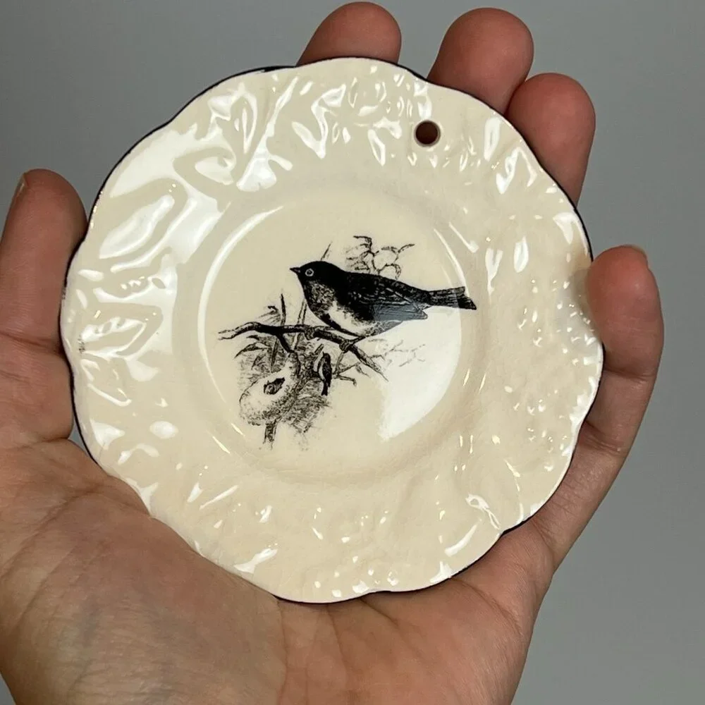 Set 4 Mary Carol Home Collection Mini Bird Plate Ornaments 3.5”